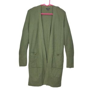 Talbots Green Open Front Duster Cardigan Size Medium